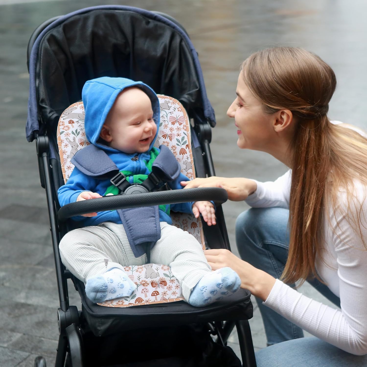 Best Deal Baby Stroller Cushion,Infant Car Seat Insert-Reversible Universal Breathable and Soft Newborn seat Liner for Stroller,100% Cotton Seat Pad Liner for Newborns-34x78cm,1 Pack(Rabbit) - Image 8