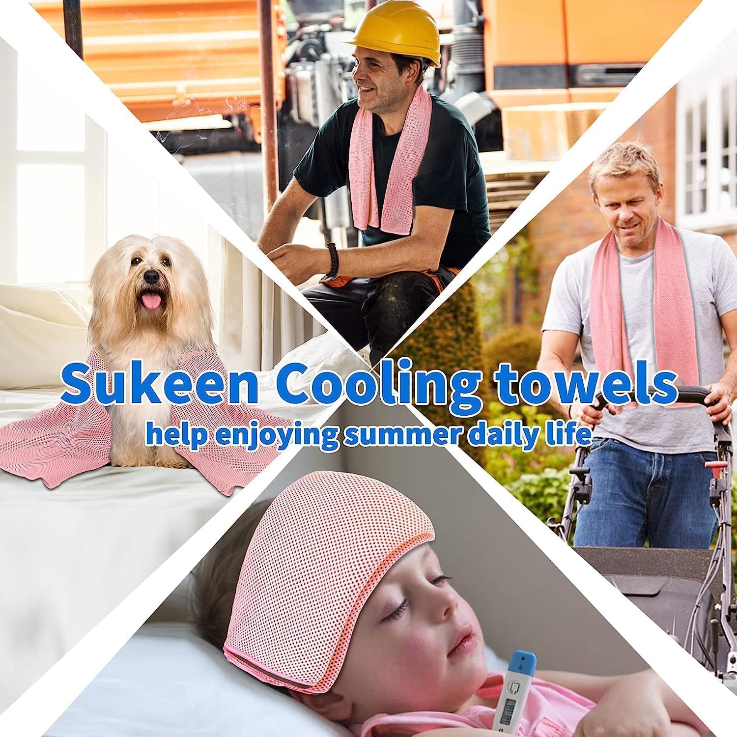 Top Sukeen 4 Pack Cooling Towel (40"x12") for Sweat, Quick-Drying Cooling Neck Wraps, Soft Breathable Cooling Towels for Neck and Face, Chilly Gym Towels for Sport, Camping, Hiking - Image 4