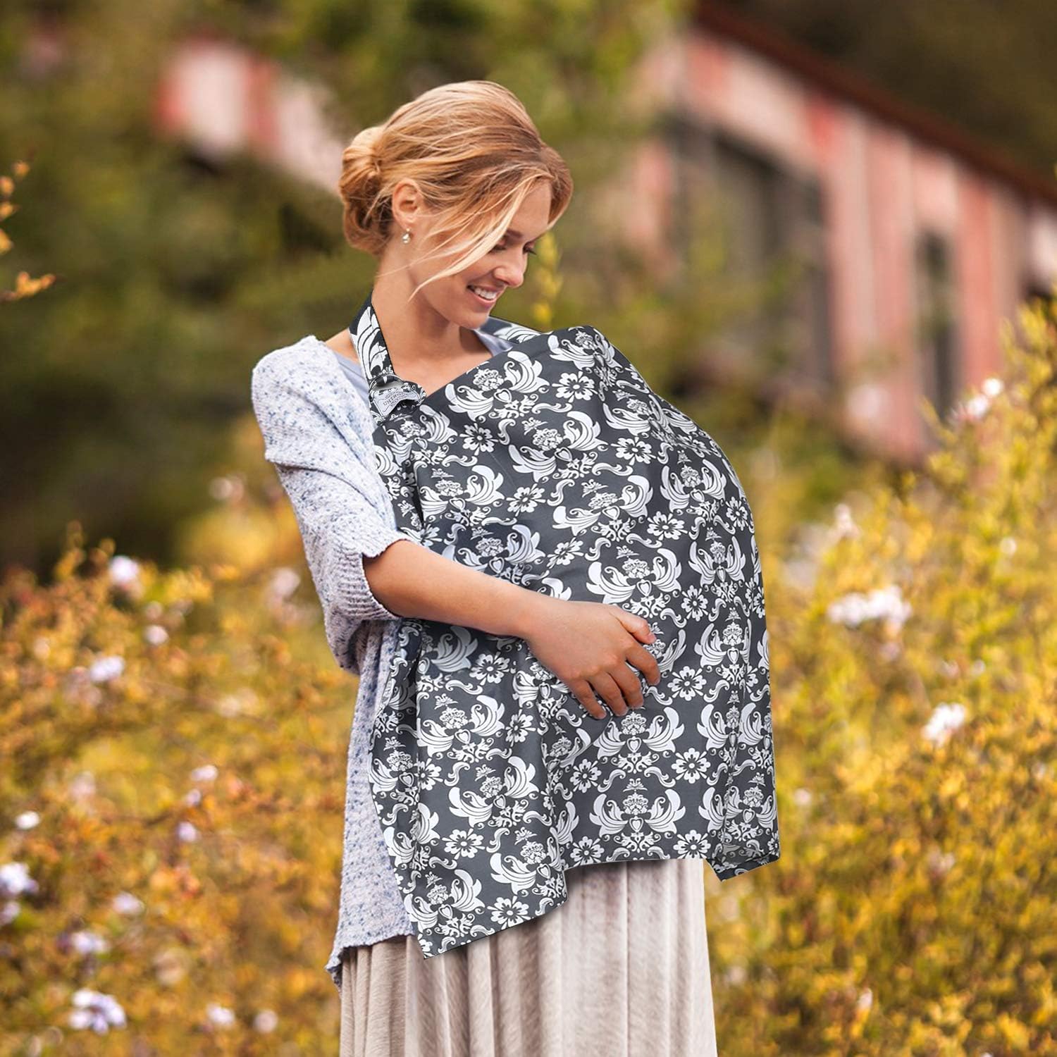 Amazing Baby Nursing Cover for Mom Breastfeeding, Breathable Cotton Privacy Breastfeeding Covers with Ajustable Hoop for Mom - Image 7