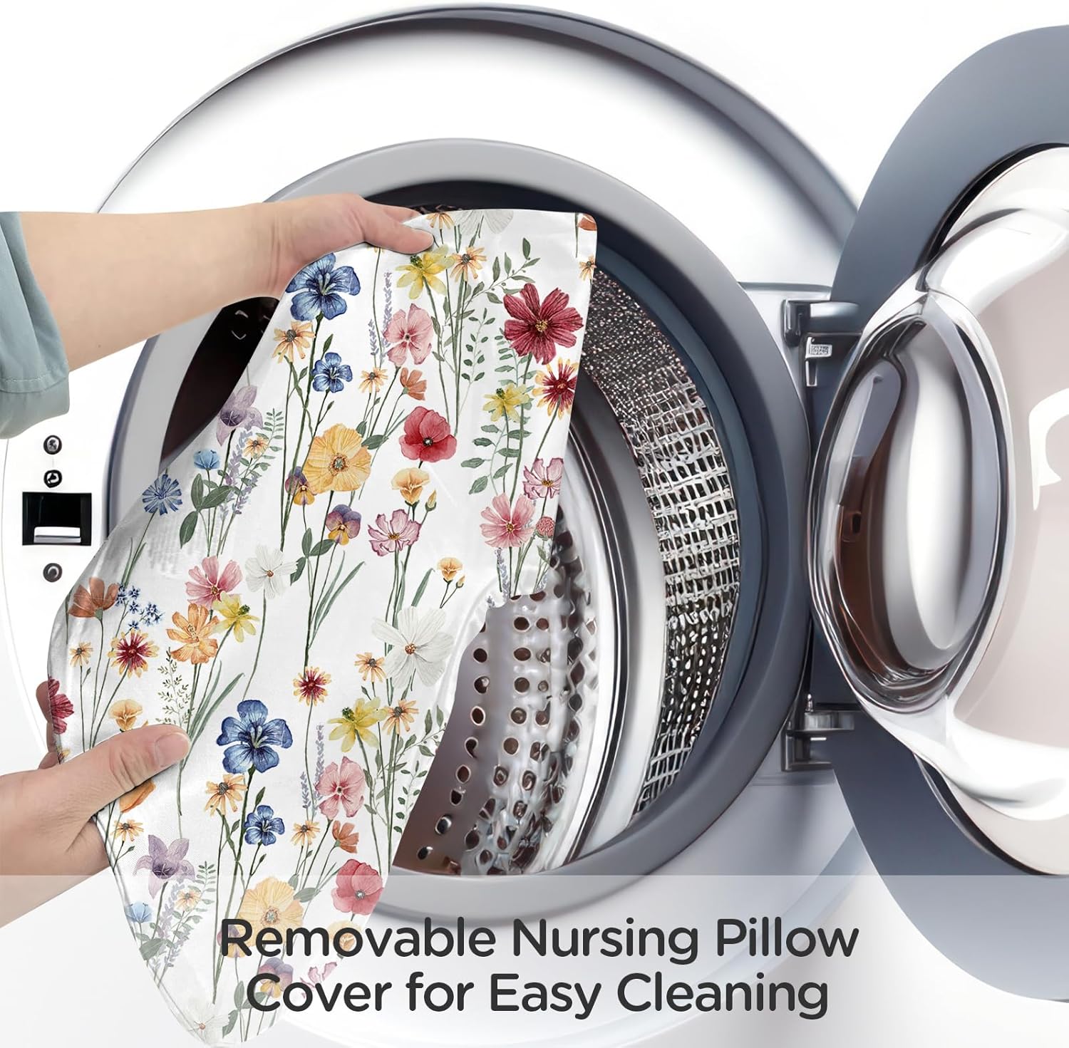 AmazingIReview Little Grape Land Nursing Pillow for Infants, Breastfeeding Pillows, Baby Support Pillow for Nursing, Bottle Feeding, Tummy Time with Machine Washable Cover & Breathable Filling, Spring Flower - Image 7
