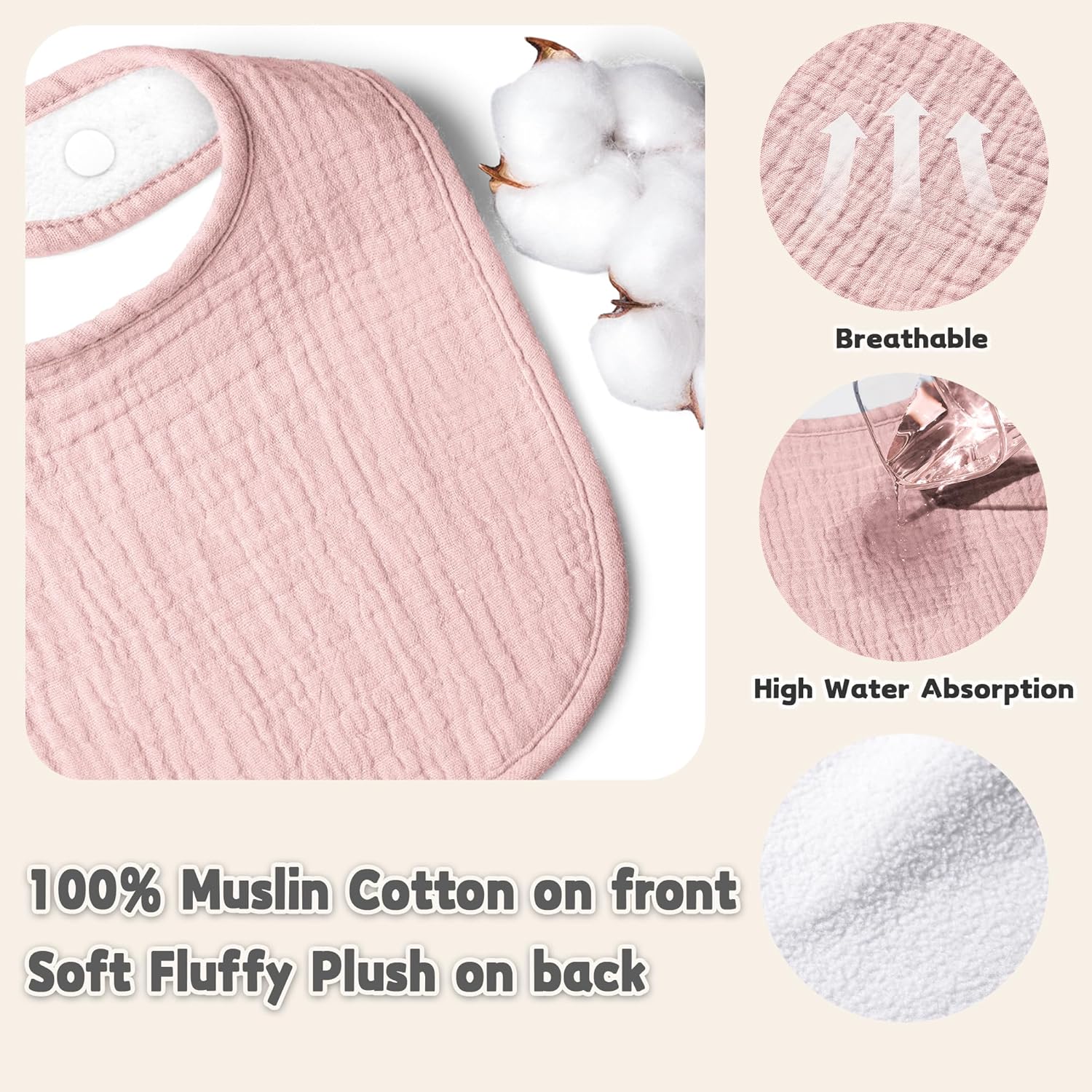 Review Susurration Muslin Baby Drool Bibs 10Pack Soft Square Adjustable Bandana Bibs for Unisex Baby Girls & Boys - Image 4