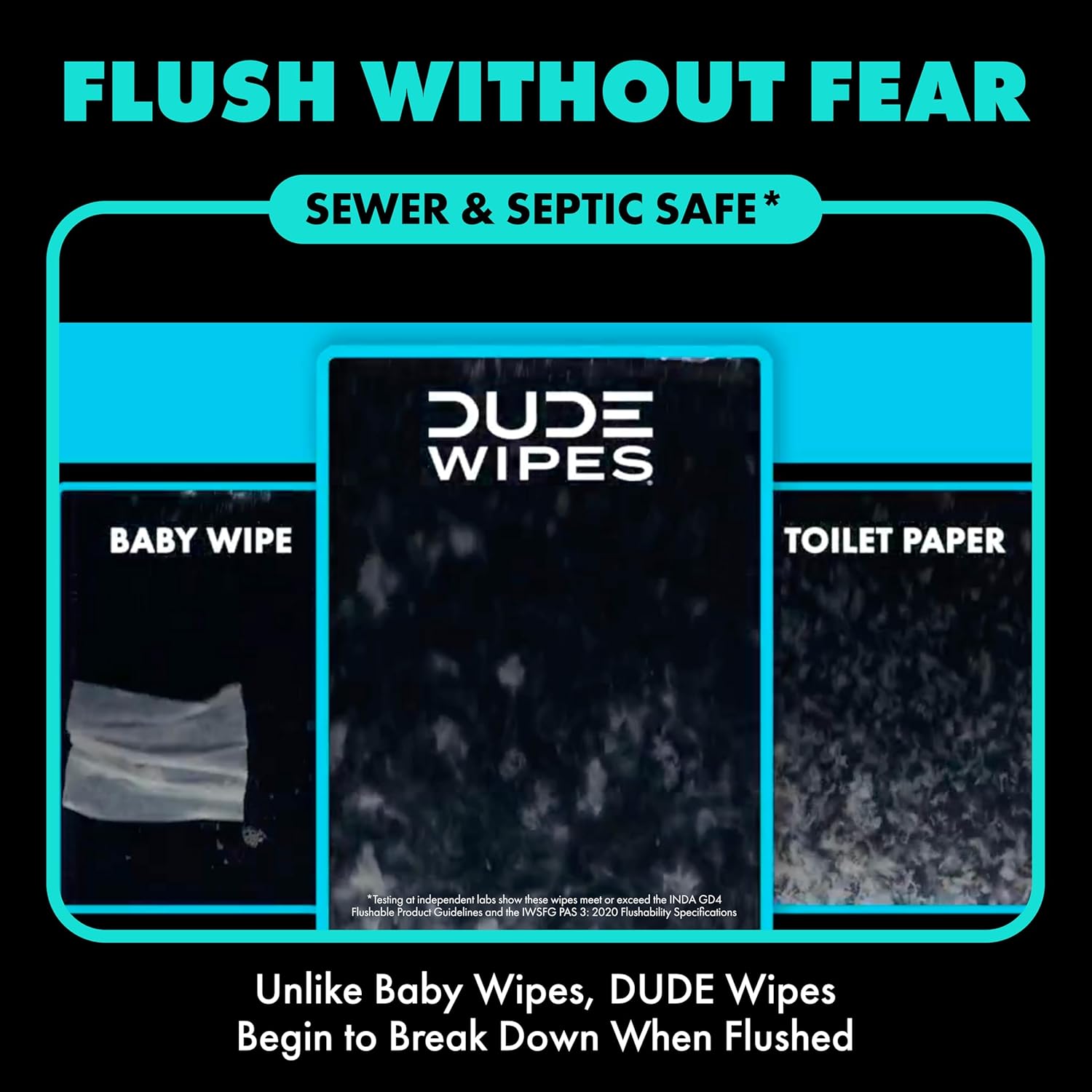 Amazing DUDE Wipes Mint Chill Flushable Wipes - Extra-Large Adult Wet Wipes - 3 Pack (144 Count) - Infused with Tea Tree Oil, Vitamin E, and Aloe - Septic and Sewer Safe - Image 4