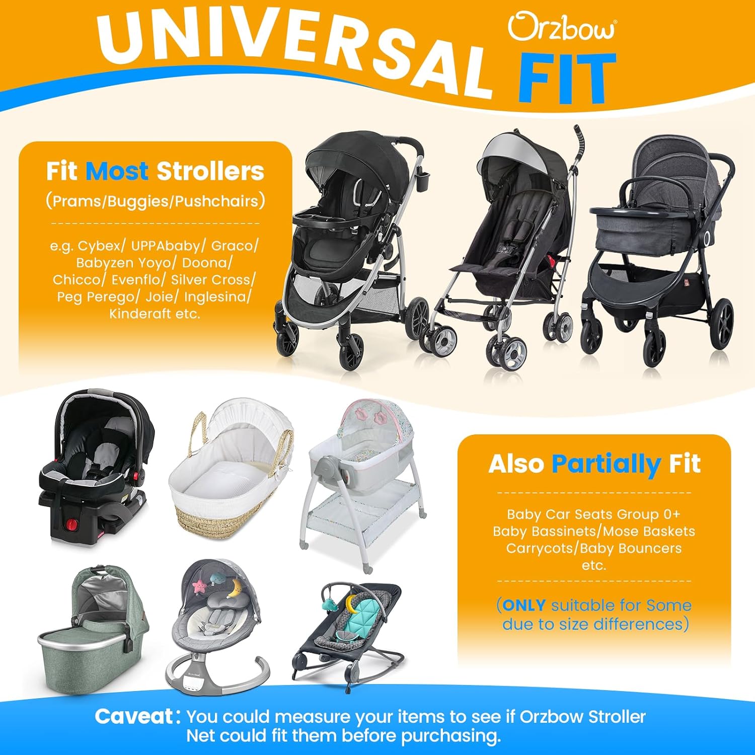Top Features Orzbow Baby Mosquito Net with Sun Shade UPF50+ for Stroller, Universal Stroller Mosquito Netting Privacy Cover with Two-Way Zipper and Storage Bag for Car Seats, Bassinets, Cradles, Mini Cribs, Black - Image 7