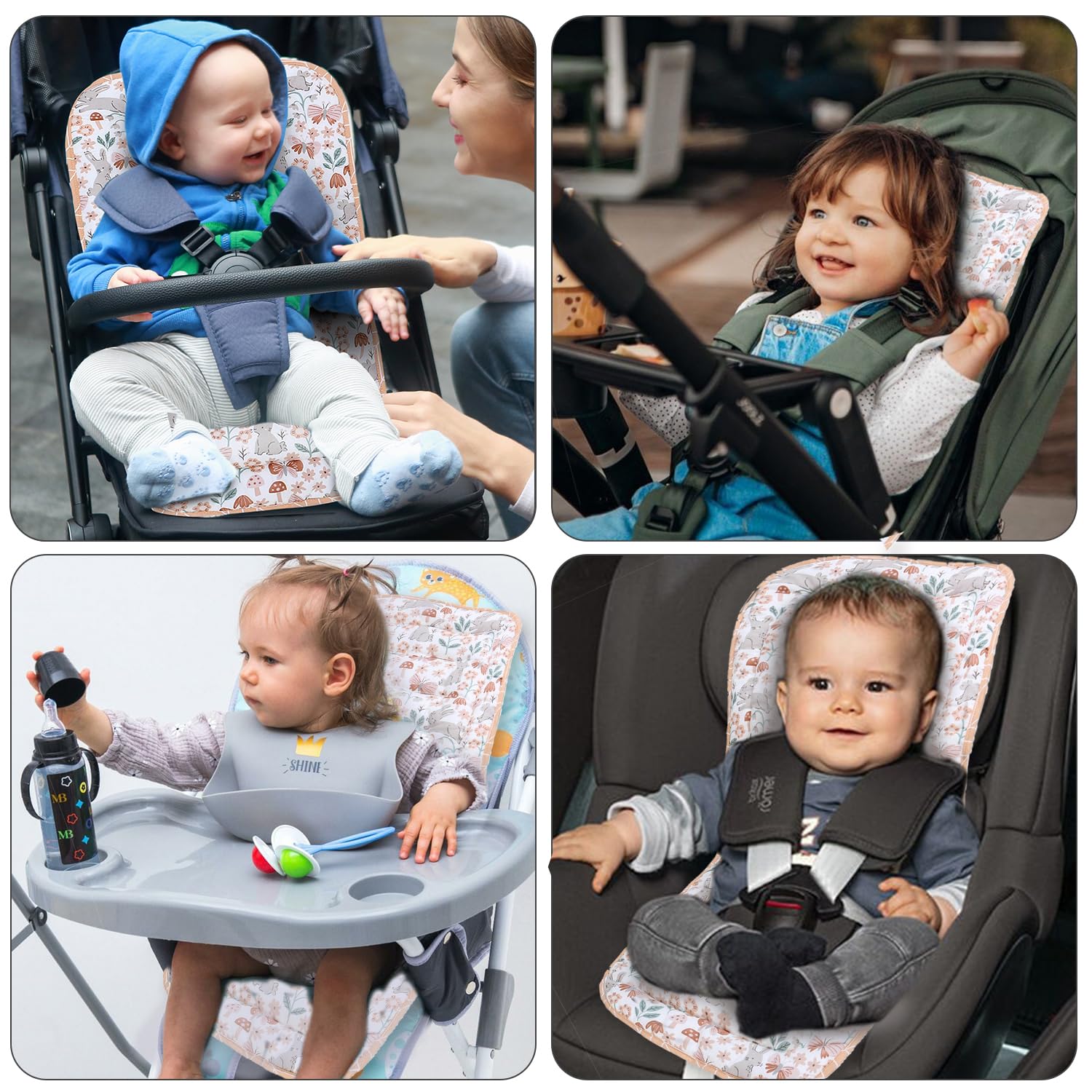 Best Deal Baby Stroller Cushion,Infant Car Seat Insert-Reversible Universal Breathable and Soft Newborn seat Liner for Stroller,100% Cotton Seat Pad Liner for Newborns-34x78cm,1 Pack(Rabbit) - Image 5