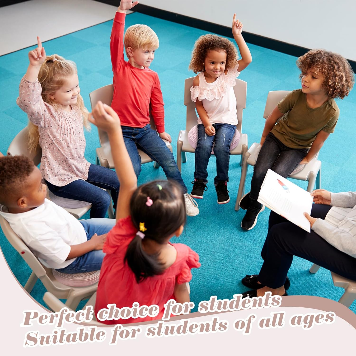 Top Libima 4 Pcs Wiggle Seat Inflated Wobble Cushion for Sensory Kid 13 Inches Balance Disc Flexible Seating for Classroom Sensory Pad for Chair Wiggle Cushion - Image 4