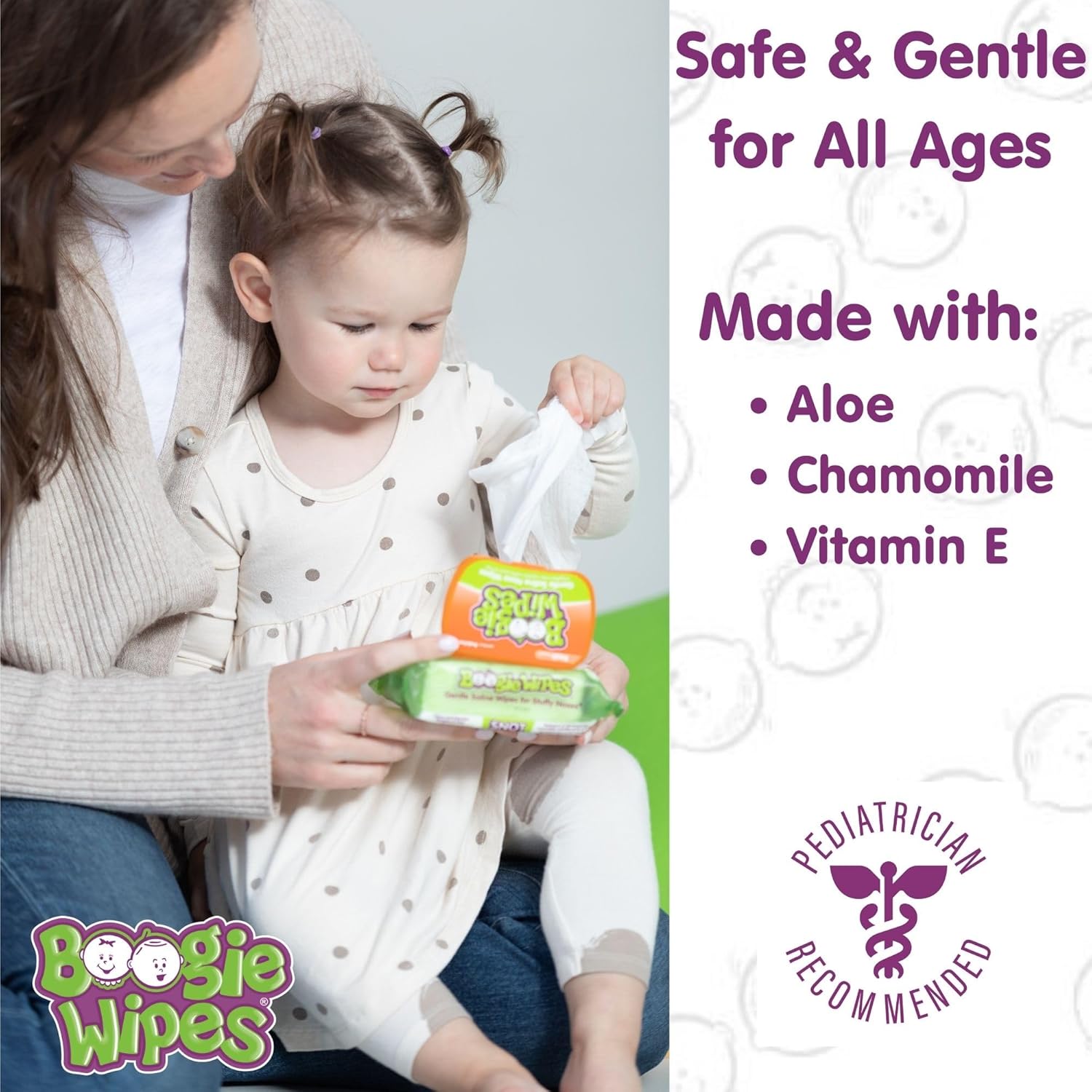 Amazing Baby Saline Wipes by Boogie for Face, Hand, Body & Nose, Made with Vitamin E, Aloe, Chamomile and Natural Saline, Fresh Scent, 45 Count - Image 3