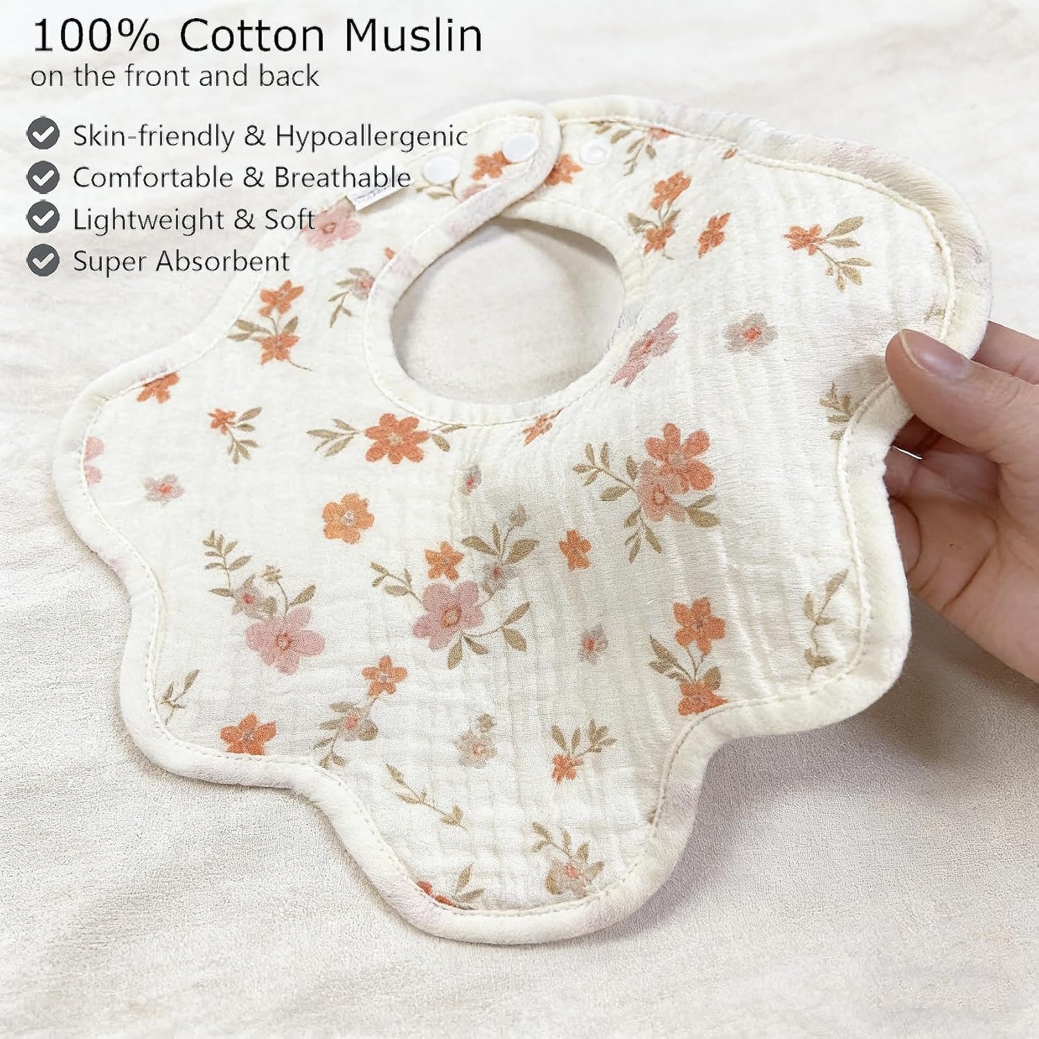 Amazing CandyHome Muslin Bibs for Baby Girl Boy 6 Pack, 100% Cotton Extra Soft Absorbent Bandana Baby Bibs for Drooling and Teething Toddler Baby Girl Newborn Essentials Gifts - Image 8