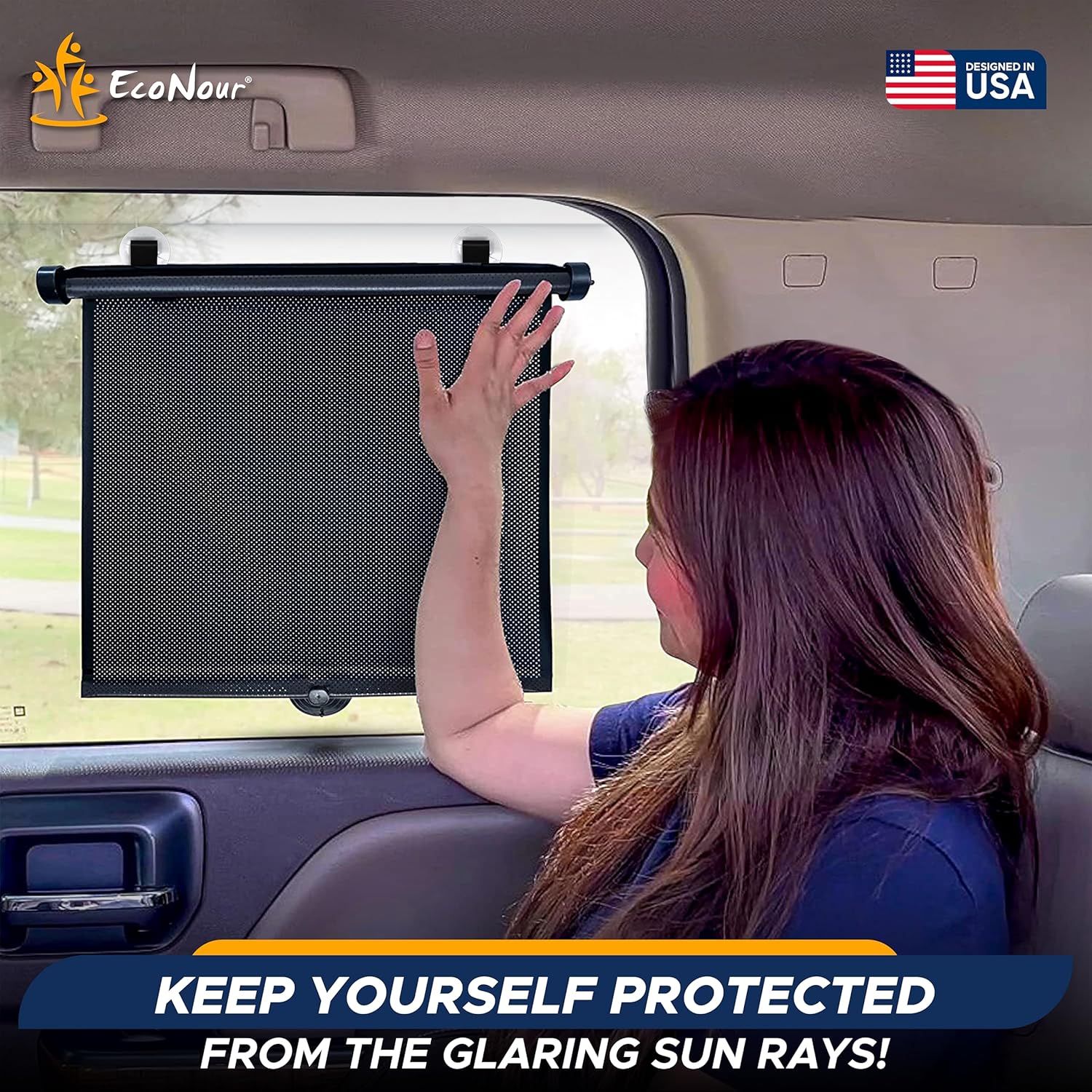 Amazing EcoNour Car Window Shades for Baby (2 Pack) - Upgraded | Shades for Side Window | Comes with Enhanced Suction Cups & Large Clips for Durability | Baby Car Accessories (15" x 17") - Image 2