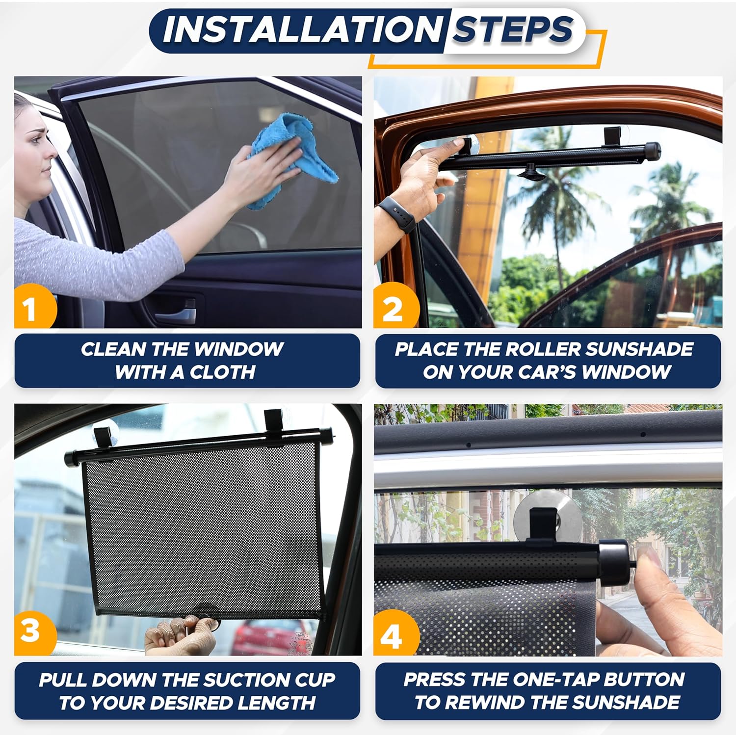 Amazing EcoNour Car Window Shades for Baby (2 Pack) - Upgraded | Shades for Side Window | Comes with Enhanced Suction Cups & Large Clips for Durability | Baby Car Accessories (15" x 17") - Image 3