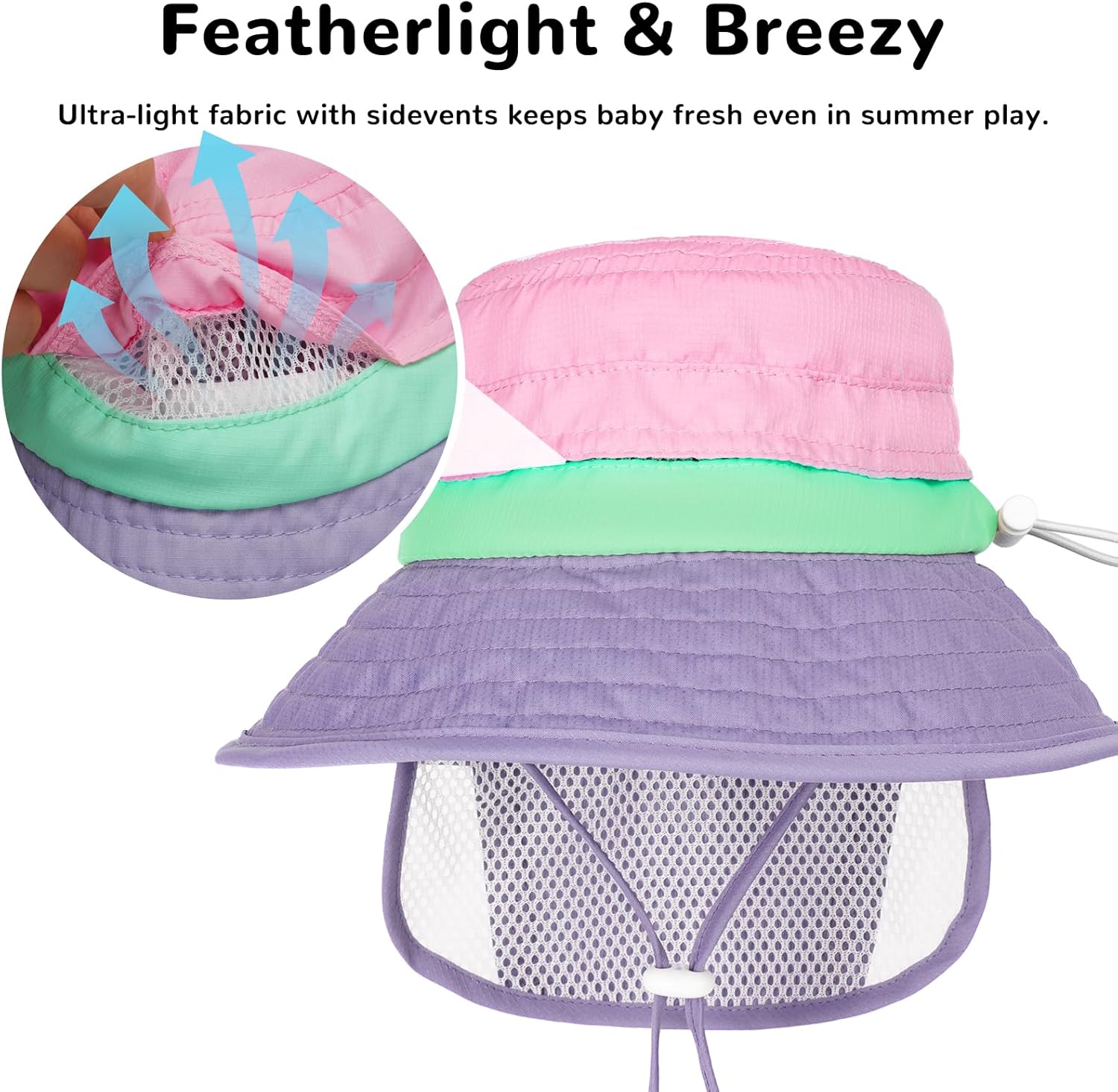 Amazing HECCEI Baby Sun Hat with Neck Flap, Windproof, Sunscreen, Warm, UPF 50+ DryShade SkyCandy Outdoor Beach Hat for 0-24 Months - Image 4