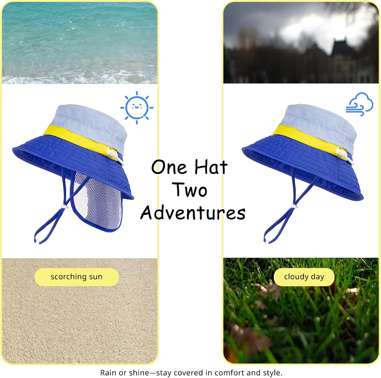 Amazing HECCEI Baby Sun Hat with Neck Flap, Windproof, Sunscreen, Warm, UPF 50+ DryShade SkyCandy Outdoor Beach Hat for 0-24 Months - Image 7