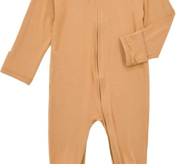 Aablexema Baby Footie Pajamas Zipper - Rayon from Bamboo Infant Footed Pjs with Mittens Sleepwear Jammies