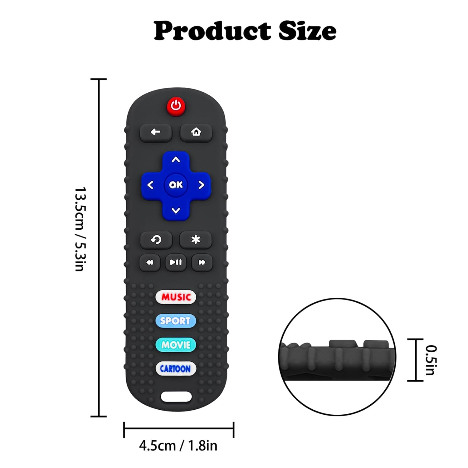 Amazing 2-Pack Baby Remote Control Teether Toy for Babies 0-18 Months Silicone Infant Teething Toys Boys Girls Infants Teething Toys (Black + Gray) - Image 3