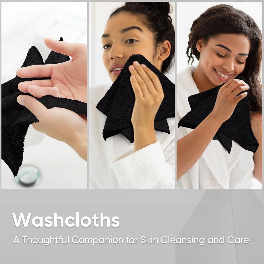 Amazing HOMEXCEL Black Washcloths 12 Pack, Highly Absorbent and Soft Microfiber Face Towel, Makeup Remover Towels, Multi-Purpose Wash Cloths for Bathroom, Hotel, Spa, Gym, and Kitchen, 12x12 Inch - Image 6