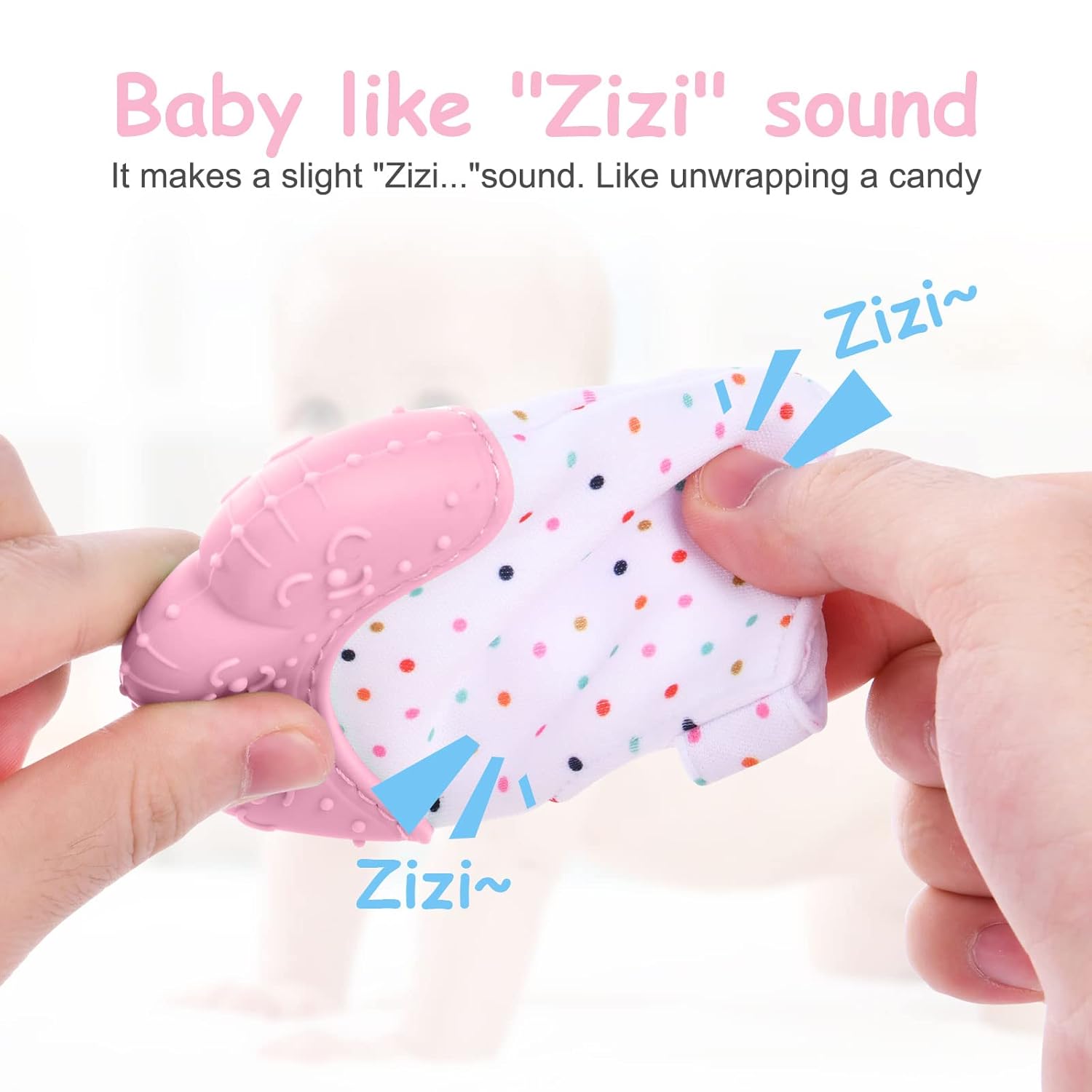 Amazing 2Pack Silicone Teething Mitt, Soothing Infant Teething Mitten Pain Relief, Prevent Scratches Glove, Safe Silicone Teething Toys for 0-12 Months - Image 4