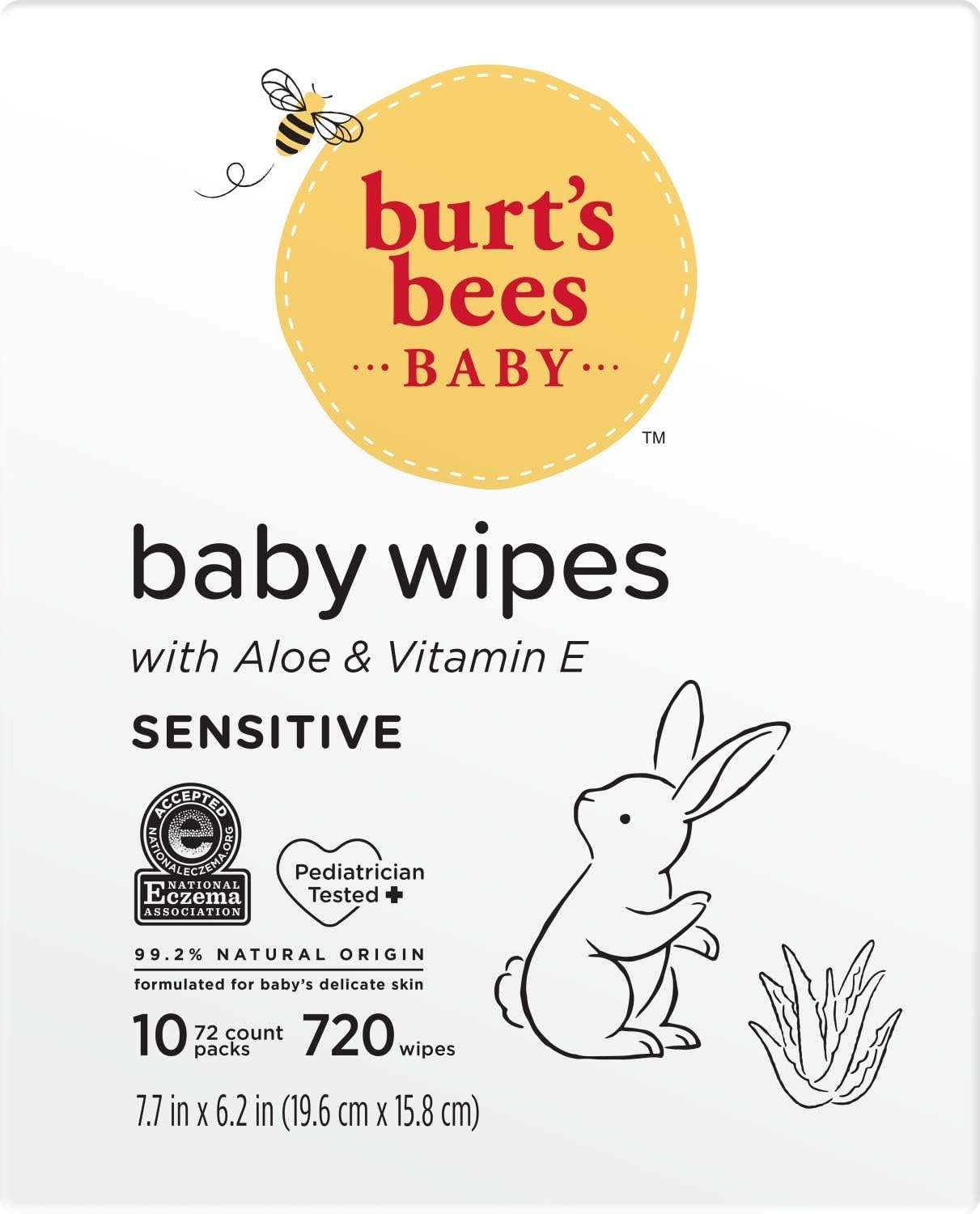 Amazing Burt’s Bees Baby Wipes, Unscented Natural for Sensitive Skin with Aloe and Vitamin E - 72 Baby Wipes – 10 Pack - Image 11