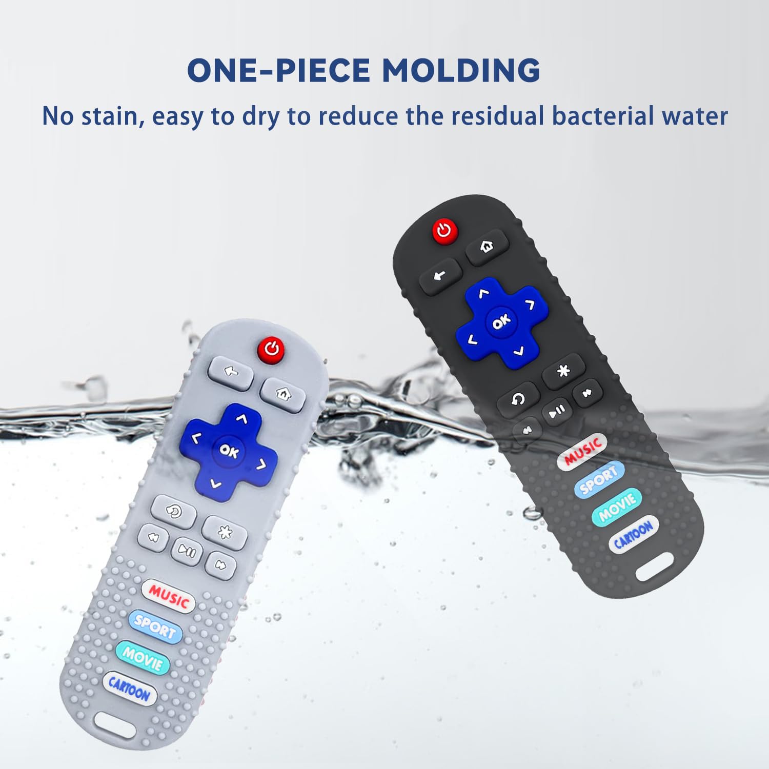 Amazing 2-Pack Baby Remote Control Teether Toy for Babies 0-18 Months Silicone Infant Teething Toys Boys Girls Infants Teething Toys (Black + Gray) - Image 7