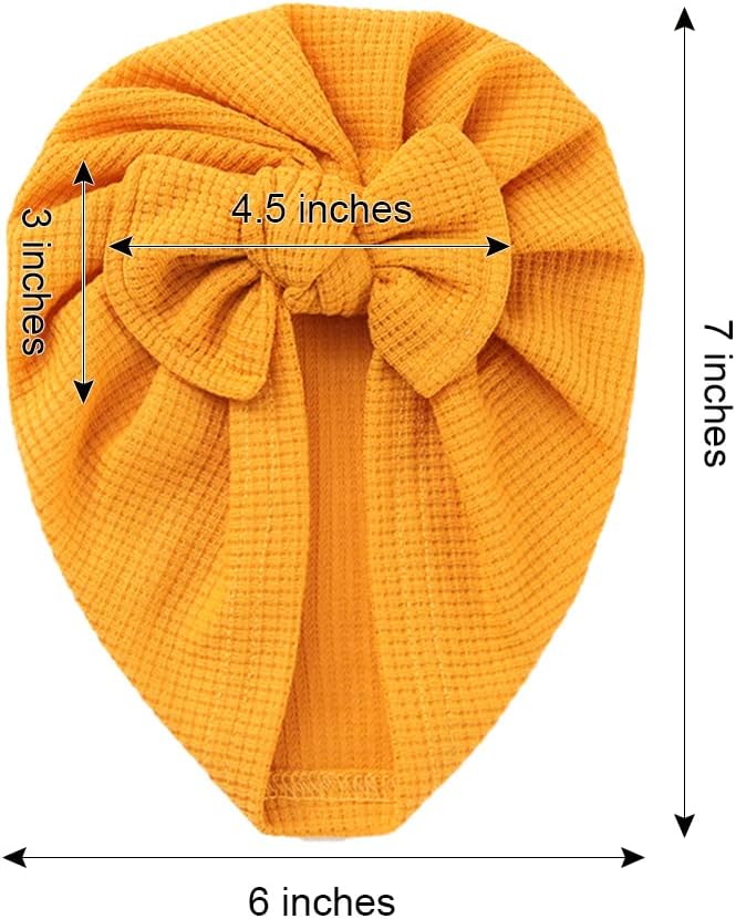 Amazing Baby Girl Velvet Big Hair Bow Knotted Head Wrap Oversized Bow Beanie India Cap Warm for Newborn Infant Toddlers 6PCS - Image 2