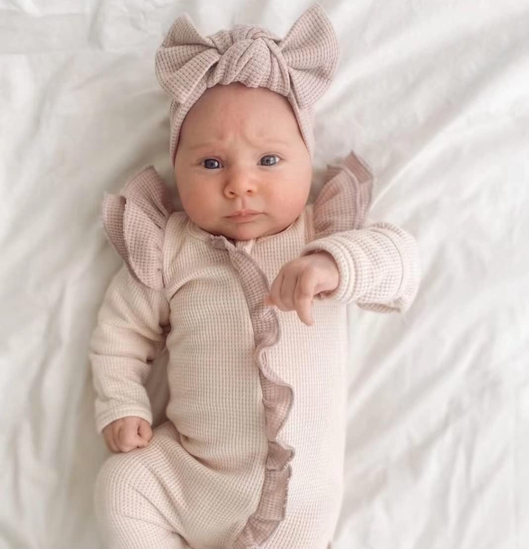 Amazing Baby Girl Velvet Big Hair Bow Knotted Head Wrap Oversized Bow Beanie India Cap Warm for Newborn Infant Toddlers 6PCS - Image 3