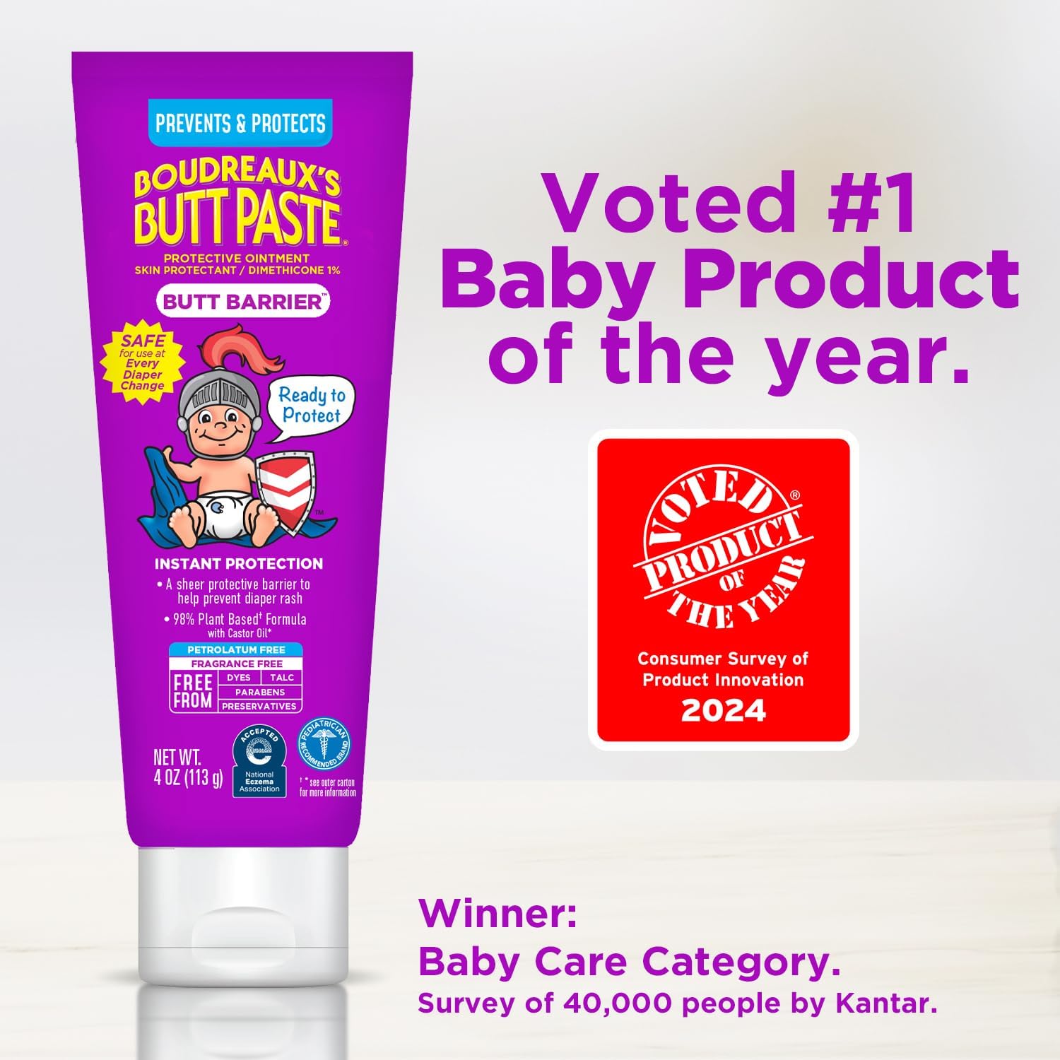 Amazing Boudreaux’s Butt Paste Butt Barrier Ointment, Preventive Dimethicone Baby Diaper Rash Cream, Provides Fast Relief from Moderate Rash and Discomfort, Pediatrician-Recommended Brand, 4oz Tube - Image 2