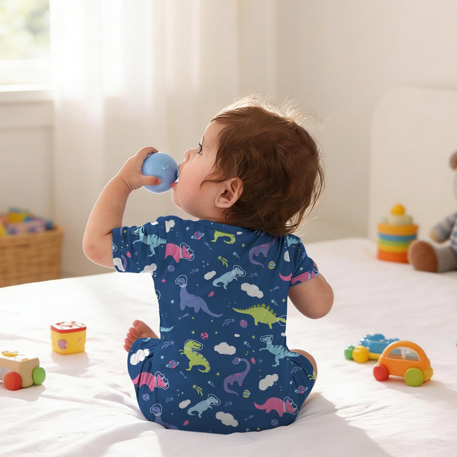 AmazingIReview Jimonda Baby Boy Romper 3 Pack Baby Girl Short Sleeve Pajamas 2 Way Zipper Summer Newborn Clothes Unisex Summer Outfits - Image 3