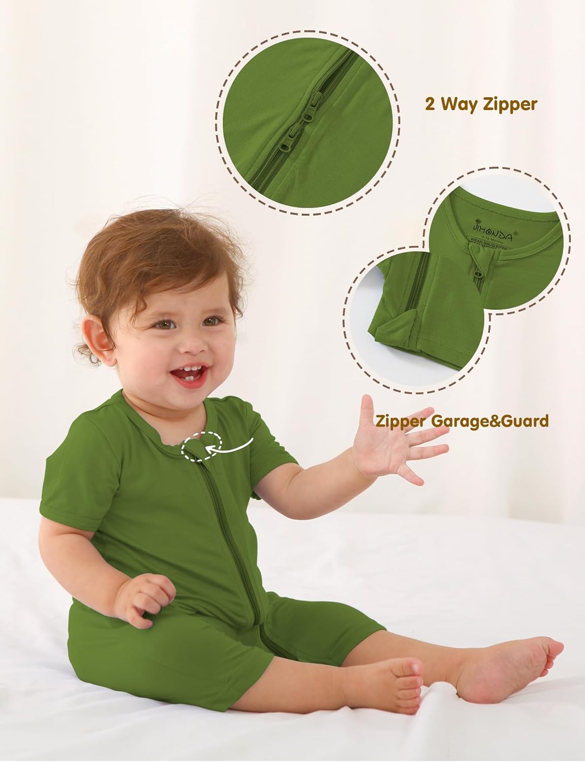 AmazingIReview Jimonda Baby Boy Romper 3 Pack Baby Girl Short Sleeve Pajamas 2 Way Zipper Summer Newborn Clothes Unisex Summer Outfits - Image 4