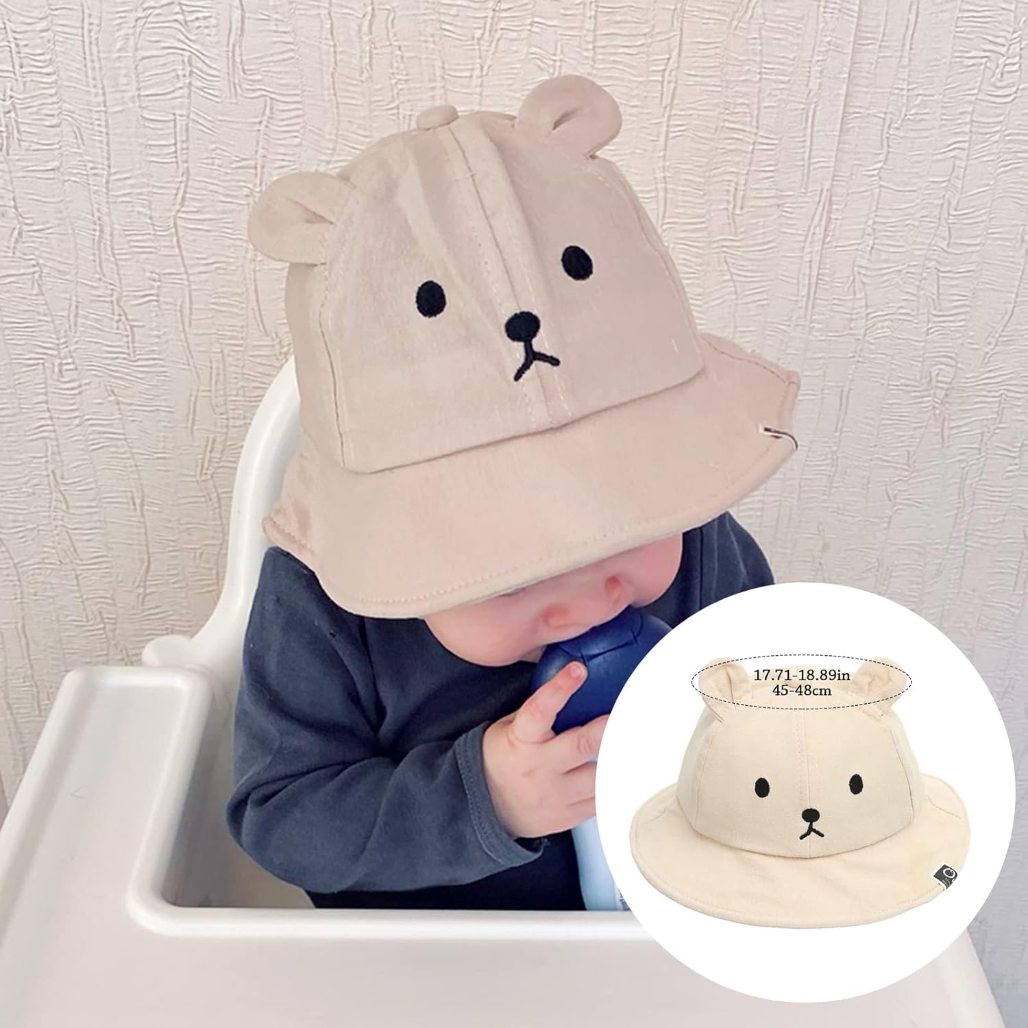 Amazing Baby Sun Bucket Hat for Boys Girls, Cute Bear Toddler Summer Hats, Wide Brim Cap for Infant Kids - Image 4