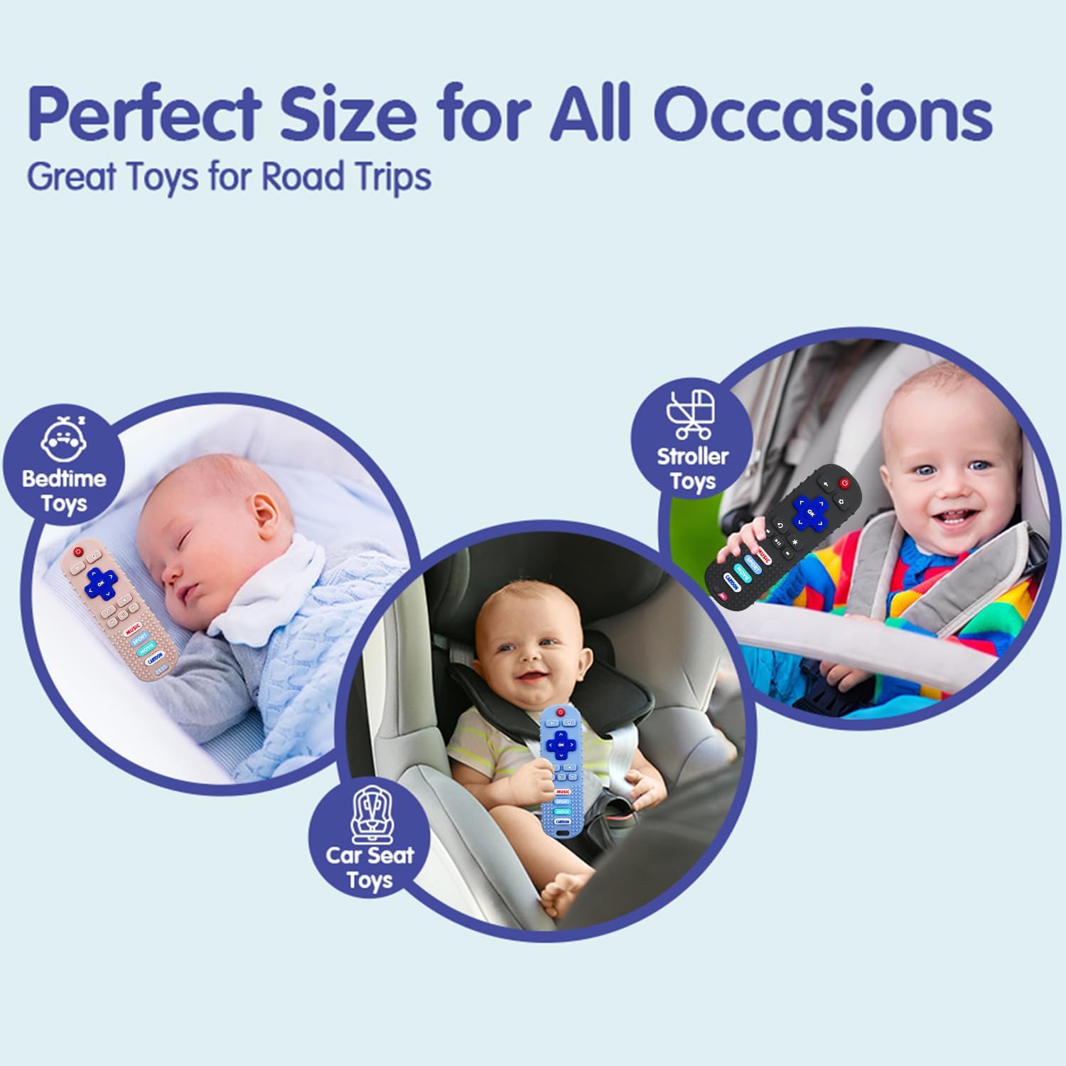 Amazing 2-Pack Baby Remote Control Teether Toy for Babies 0-18 Months Silicone Infant Teething Toys Boys Girls Infants Teething Toys (Black + Gray) - Image 5