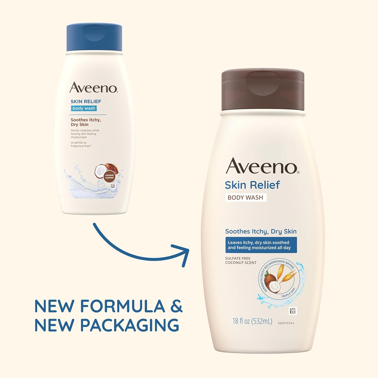Amazing Aveeno Skin Relief Body Wash with Coconut Scent & Soothing Oat, Gentle Soap-Free Body Cleanser for Itchy, Dry & Sensitive Skin, Dye-Free & Allergy-Tested, 12 fl. oz - Image 2
