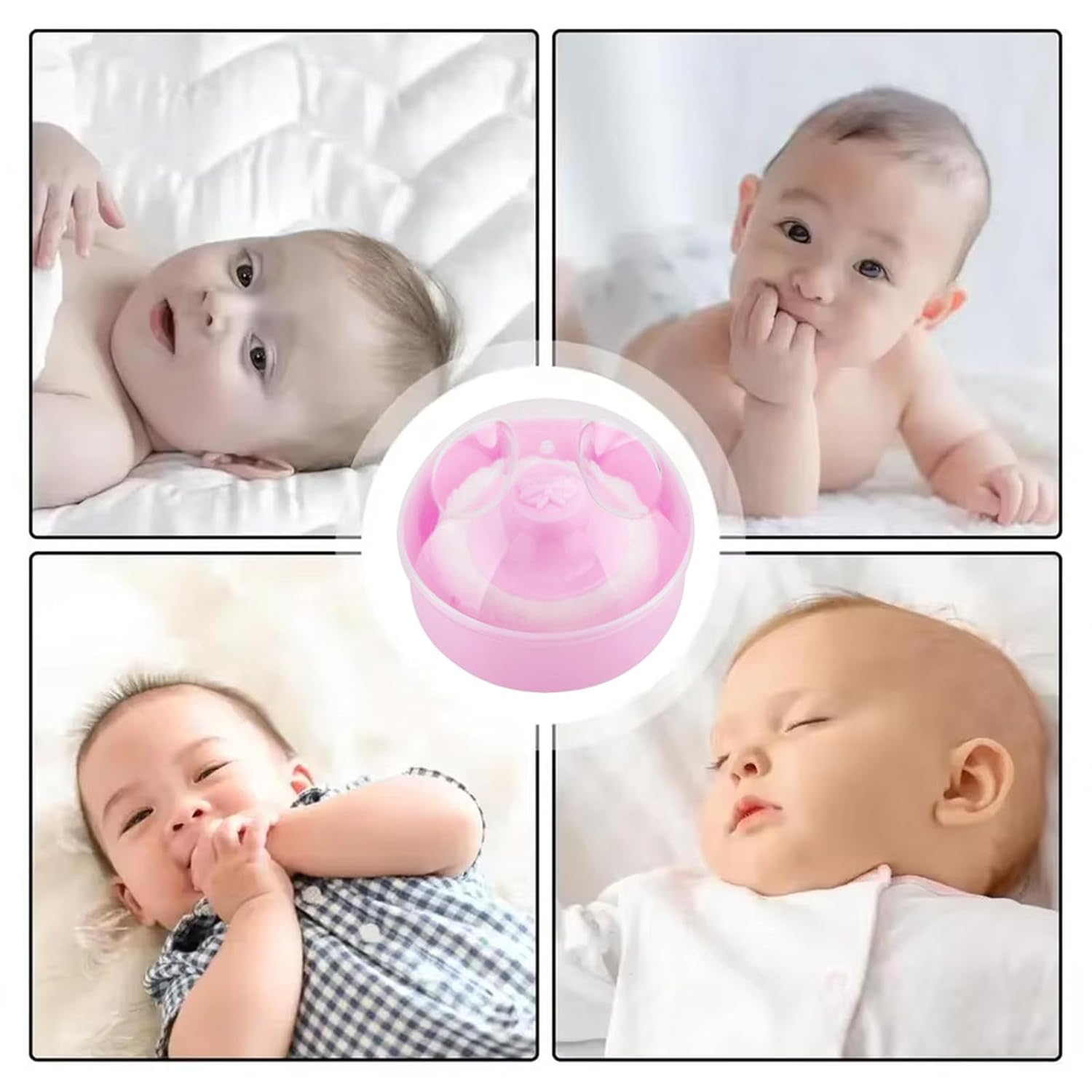 Amazing PandaEar Baby Body Cosmetic Powder Puff, Baby Powder Box, Soft Body Powder Puff and Container Case for Baby (Pink) - Image 8