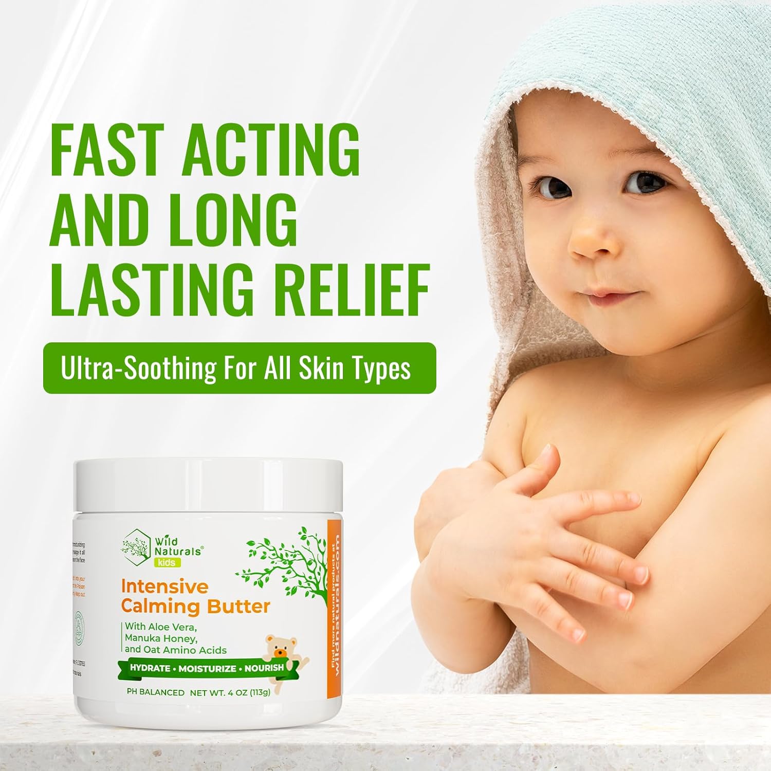 Amazing Baby Eczema Cream - Moisturizer for Dry, Itchy, Sensitive Skin & Diaper Rash - Long-Lasting Body Butter Lotion for Calming & Itch Relief (4oz) - Image 3