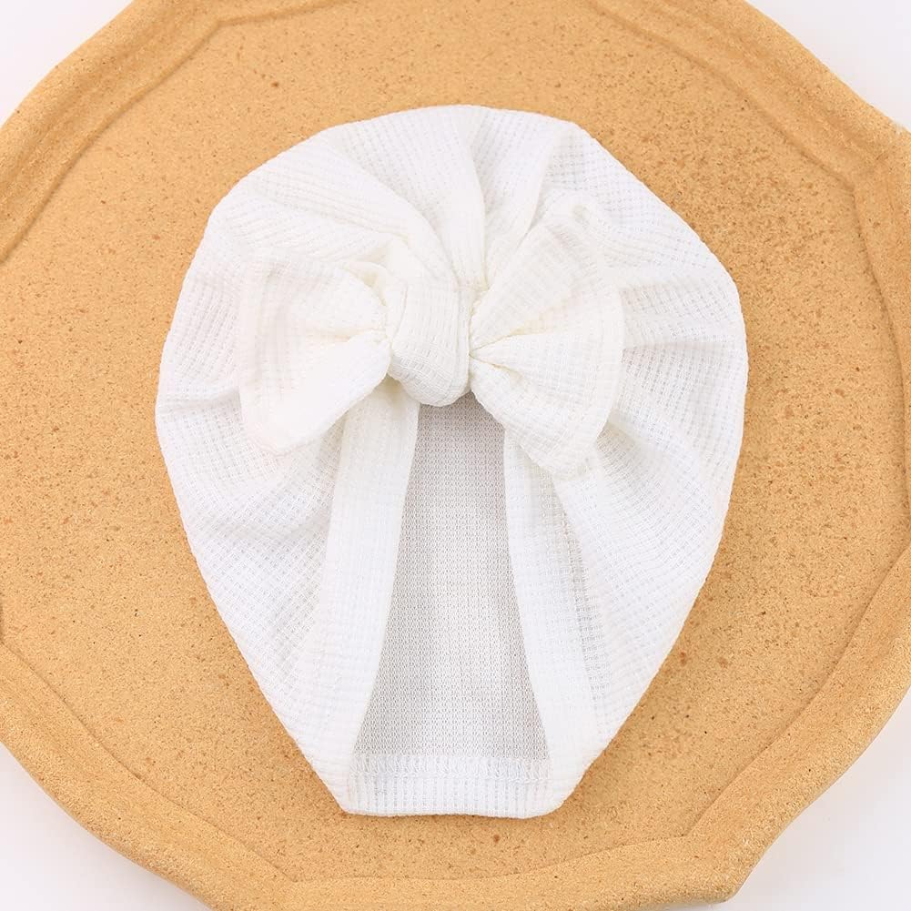 Amazing Baby Girl Velvet Big Hair Bow Knotted Head Wrap Oversized Bow Beanie India Cap Warm for Newborn Infant Toddlers 6PCS - Image 6