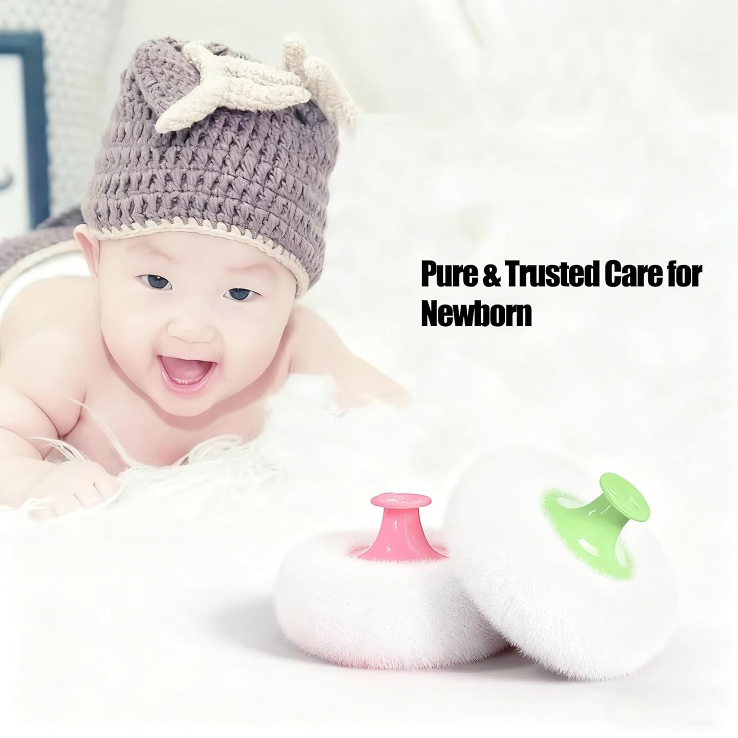 Amazing PandaEar Baby Body Cosmetic Powder Puff, Baby Powder Box, Soft Body Powder Puff and Container Case for Baby (Pink) - Image 6