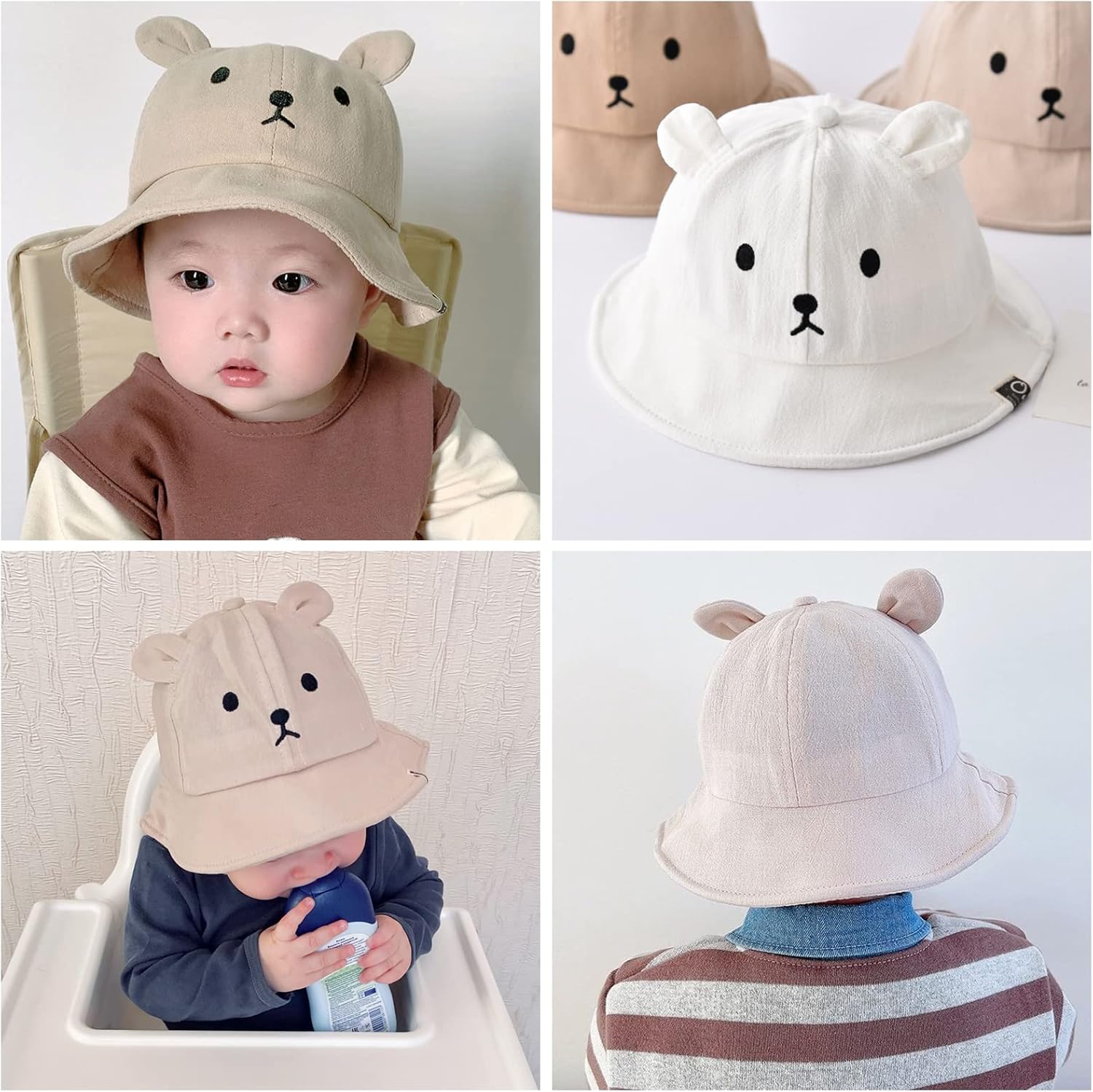 Amazing Baby Sun Bucket Hat for Boys Girls, Cute Bear Toddler Summer Hats, Wide Brim Cap for Infant Kids - Image 6