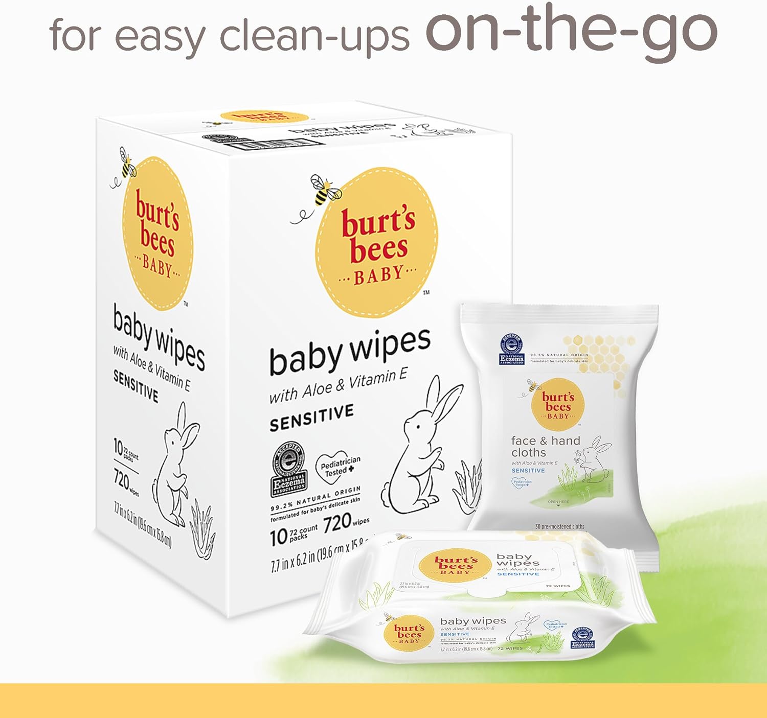 Amazing Burt’s Bees Baby Wipes, Unscented Natural for Sensitive Skin with Aloe and Vitamin E - 72 Baby Wipes – 10 Pack - Image 9
