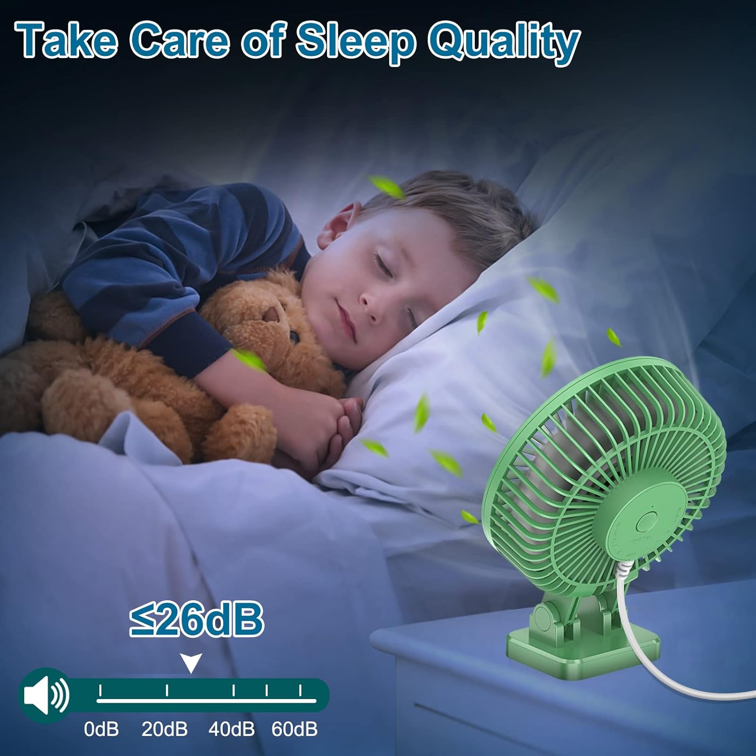 Amazing JZCreater USB Desk Fan, Mini Fan Portable, 3 Speeds Desktop Table Cooling Fans, Plug in Power Fans, Rotation Strong Wind, Quiet Personal Small Fan for Home Desktop Office Travel Bedroom, Army Green - Image 7