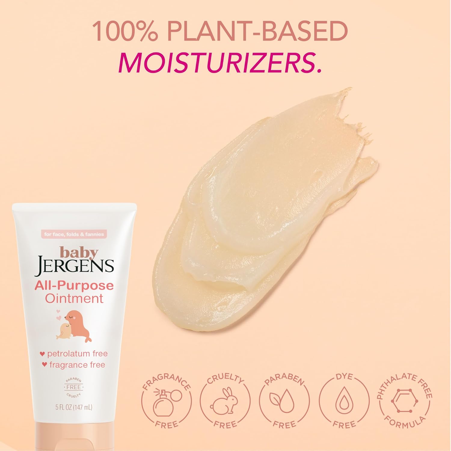 Amazing Jergens Baby All-Purpose Baby Ointment, Plant-Based Moisturizers, Petrolatum Free & Pediatrician-Tested, 5 Oz - Image 3