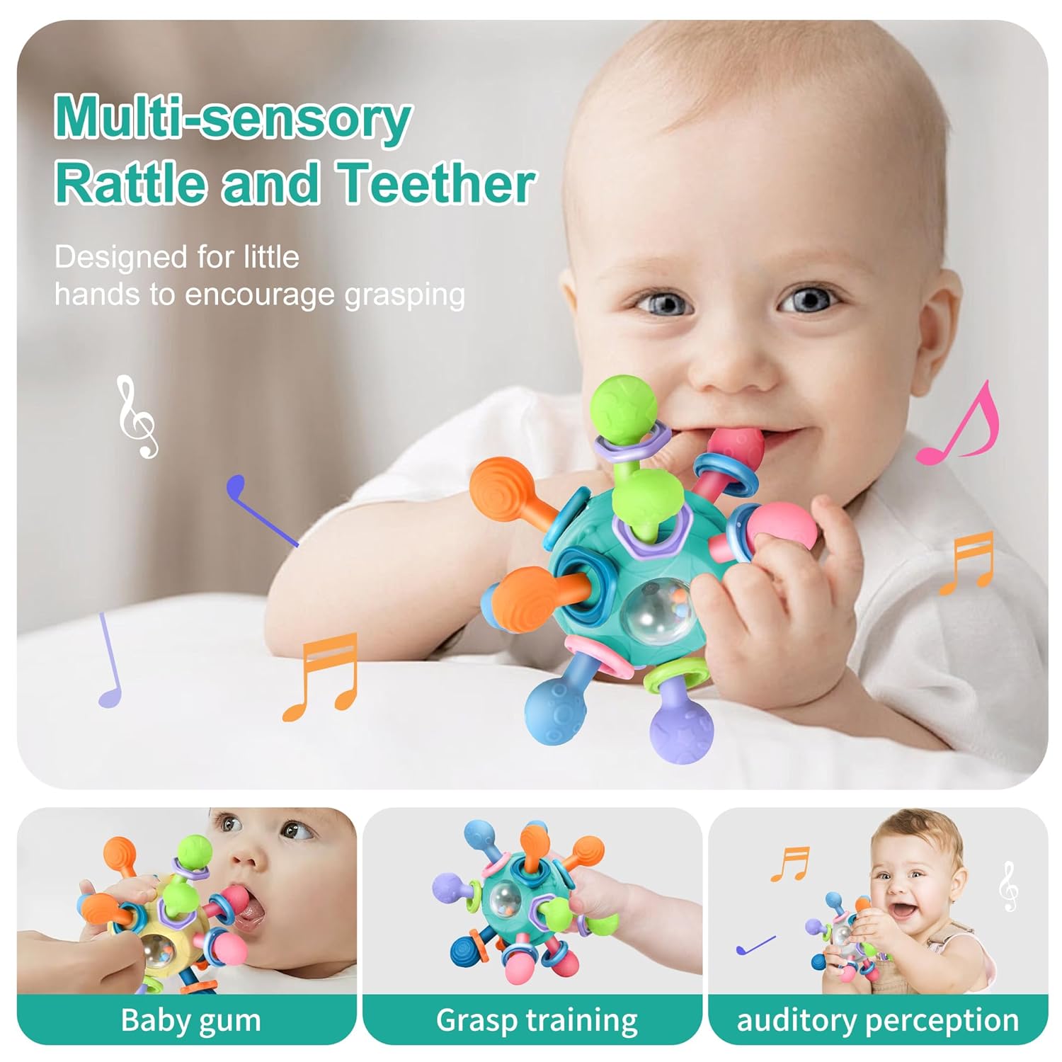 Amazing Baby Montessori Teething Toys for 0-6 6-12 Months BPA Free Sensory Toys for Babies 0 3 6 9 12 18 Months Newborn Infant Learning Developmental Chew Rattle Toys Shower Gifts for 1 2 Year Old Girls Boys - Image 5