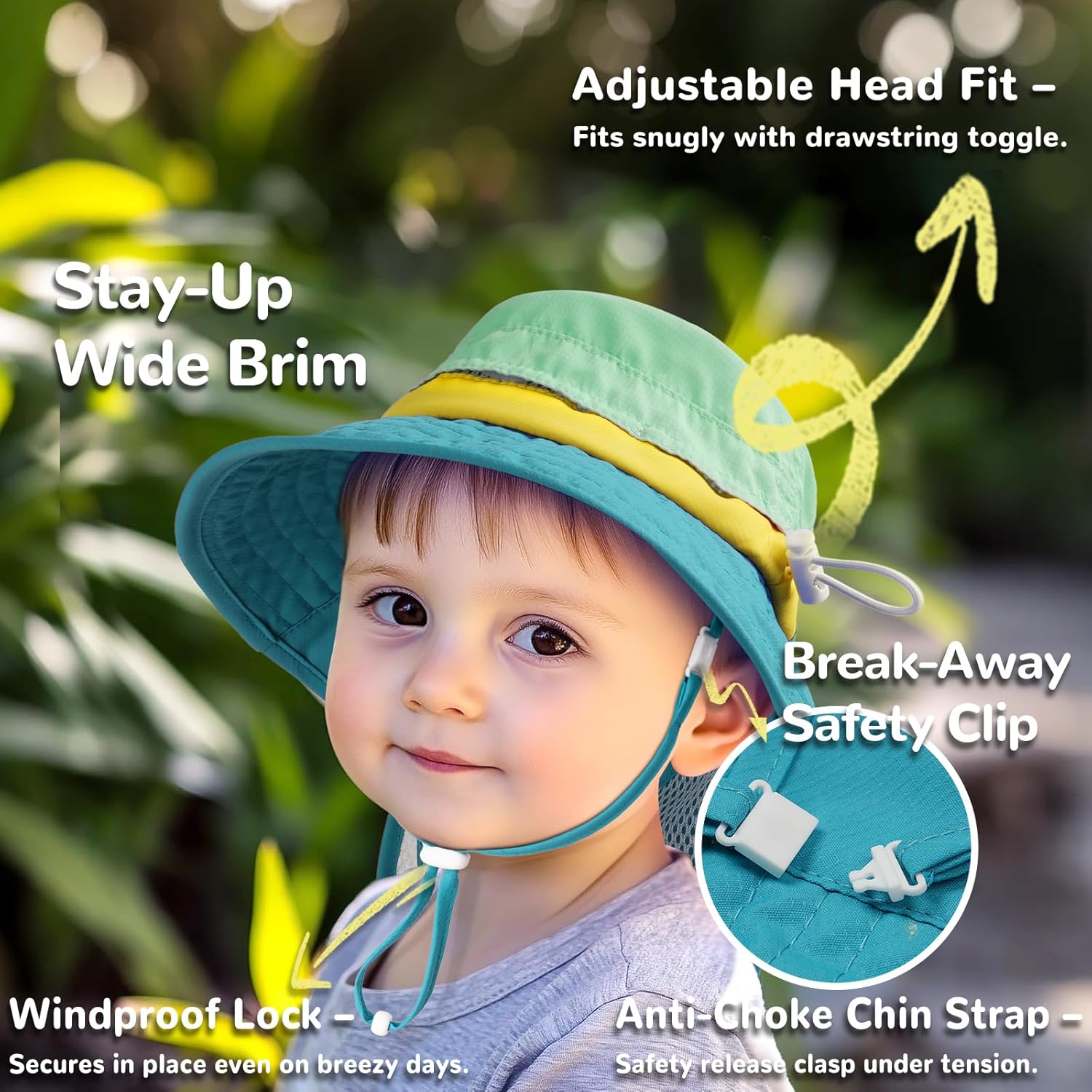 Amazing HECCEI Baby Sun Hat with Neck Flap, Windproof, Sunscreen, Warm, UPF 50+ DryShade SkyCandy Outdoor Beach Hat for 0-24 Months - Image 2
