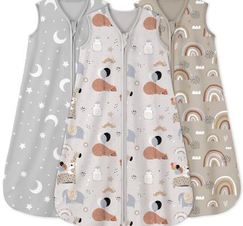 Yoofoss Baby Sleep Sack 12-18 Months 0.5 Tog Wearable Blanket for Baby, 3 Pack 100% Organic Cotton Infant Toddler Sleeping Sack 2-Way Zipper Lightweight Sleep Sack