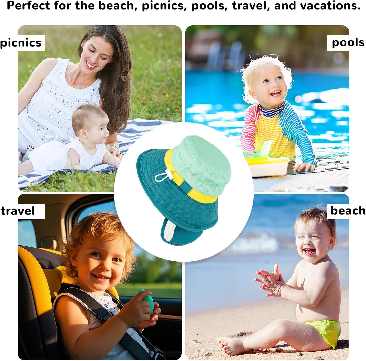 Amazing HECCEI Baby Sun Hat with Neck Flap, Windproof, Sunscreen, Warm, UPF 50+ DryShade SkyCandy Outdoor Beach Hat for 0-24 Months - Image 5