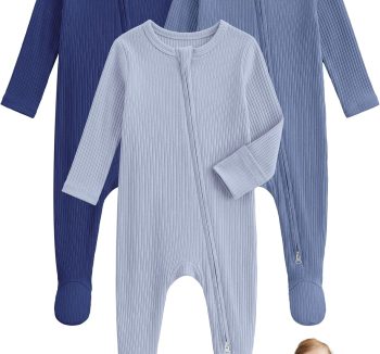 Unnivoll Baby Pajamas Baby Sleepers Rayon From Bamboo for Newborn 0-3 3-6 6-9 Months Footie Pjs Baby Boys Girls Clothes
