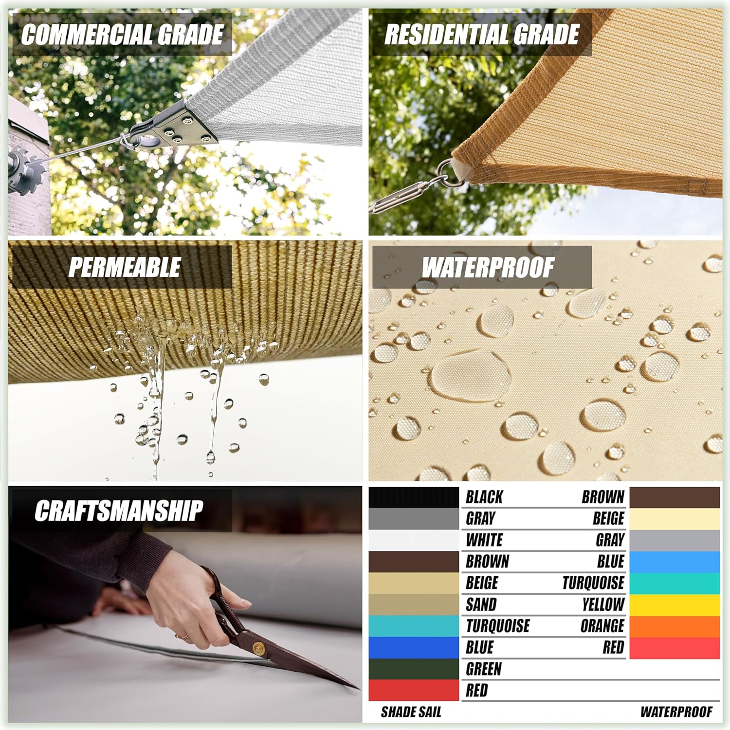 Amazing ColourTree Custom Size Order to Make Sun Shade Sail Canopy Mesh Fabric UV Block UPF50 Right Triangle & Commercial Standard Heavy Duty - Image 3