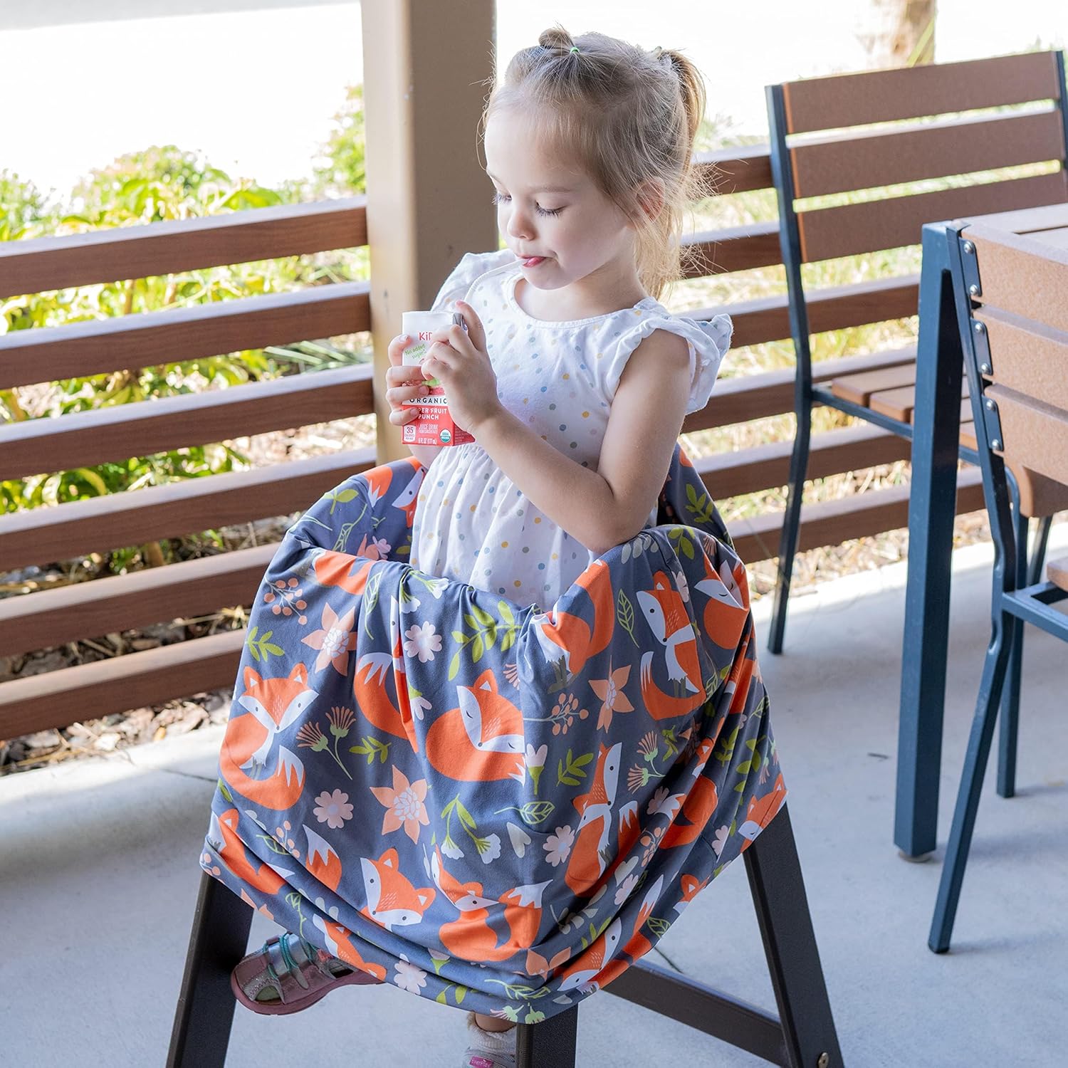Amazing Baby Car Seat Canopy and Nursing Cover Up for Breastfeeding Moms | Multi-use 5-in-1, Breathable, Soft, Stretchy, Washable, Universal Fit | Cute Unisex Woodland Fox Pattern - Image 4