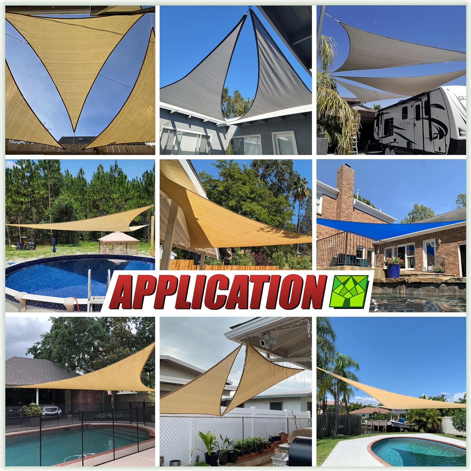 Amazing ColourTree Custom Size Order to Make Sun Shade Sail Canopy Mesh Fabric UV Block UPF50 Right Triangle & Commercial Standard Heavy Duty - Image 4